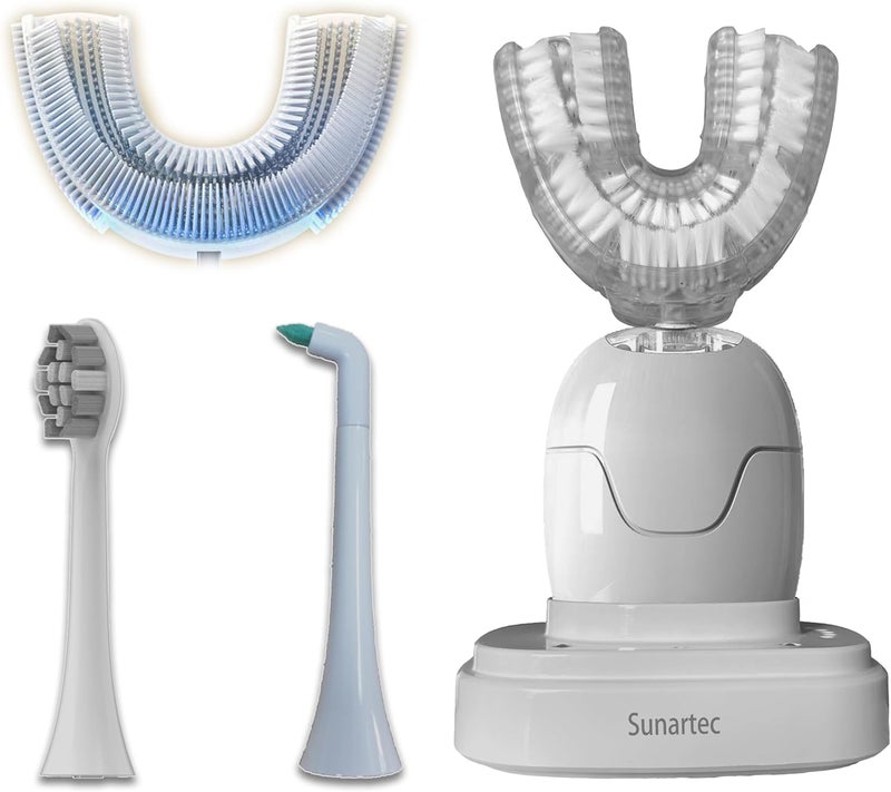 Sunartec 360° U-Shaped Toothbrush for Adults, Suitable for People with Limited Mobility Original Newupgrade Automatic Electric Toothbrushes, Multiple Brush Heads Options,IPX7 Waterproof - Image 1
